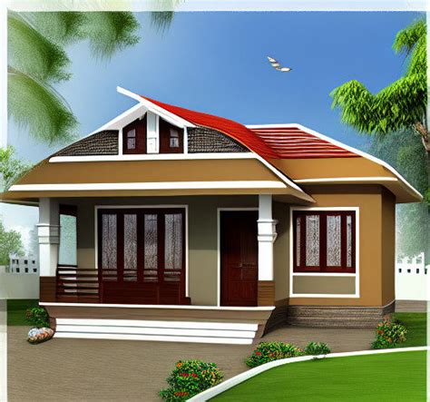 village single floor home front design 3d|Village House Design: Single Floor & Low.